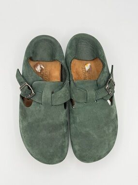 NAOT Green Leather Loafer Slip On Cork Footbed Arch Support Unisex 40